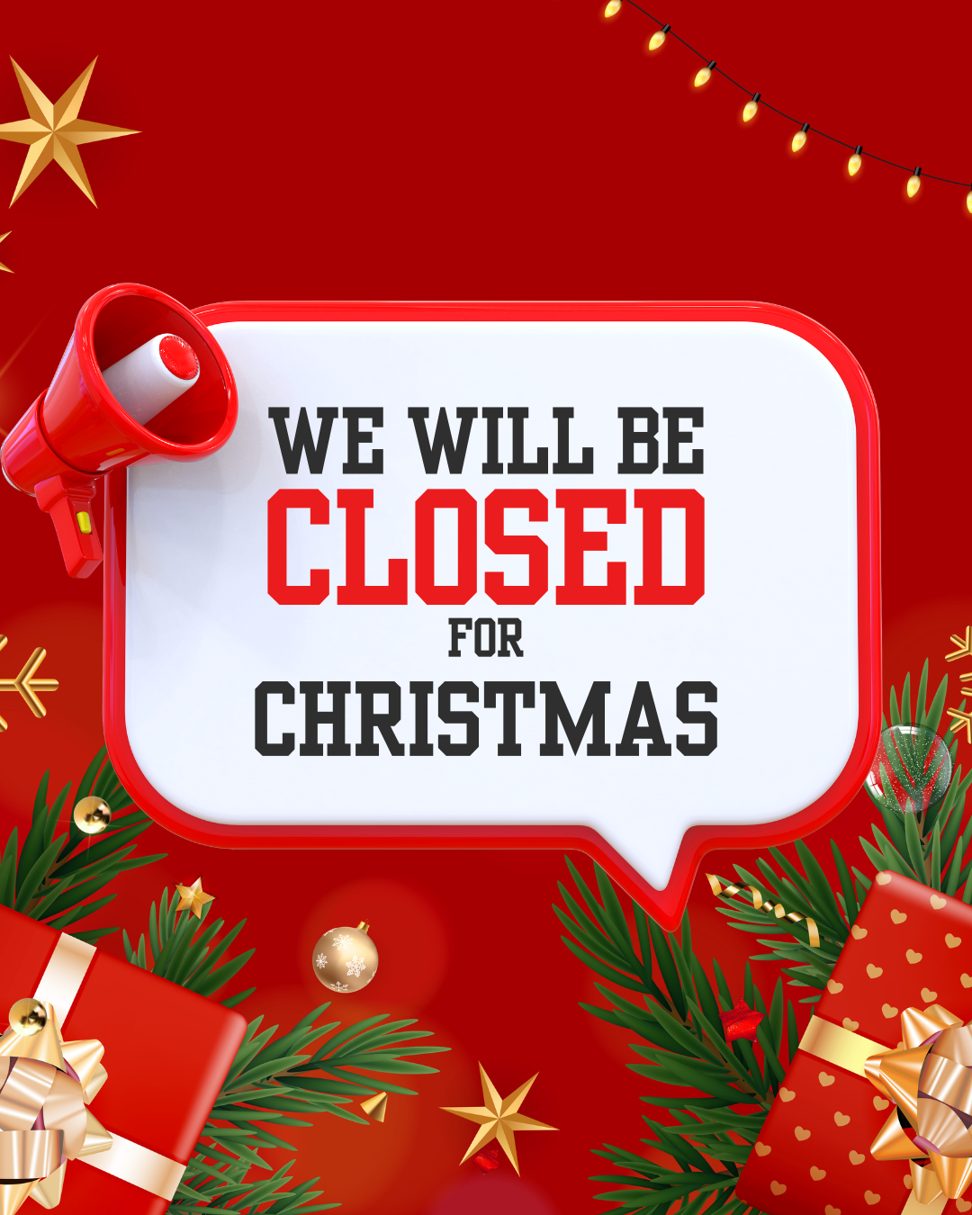 Red and Gold Playful Christmas Closed Instagram Post